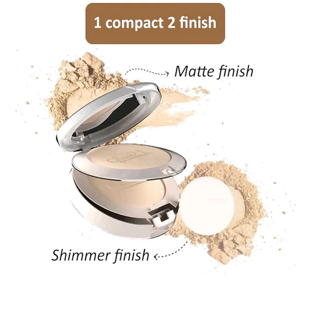 Glam21 BB Powder 2-in-1 Compact Powder Matte Finish & Oil Free | Matte & Shimmer Shades | Instant Weightless Finish Look | Long-lasting | Poreless Soft Skin | 20gm, Natural-02