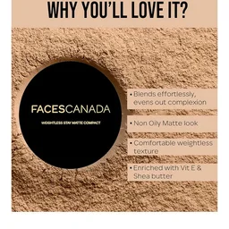 FACESCANADA Weightless Stay Matte Finish Compact Powder - Natural, 9g | Non Oily Matte Look | Evens Out Complexion | Hides Imperfections | Blends Effortlessly | Pressed Powder For All Skin Types