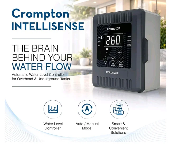 Crompton INTELLISENSE Pump Smart Panel | Automatic Water Level Controller |Control Panel| Auto/Manual Mode | 12 Months Warranty |Overhead & Underground Tanks
50+ bought in past month