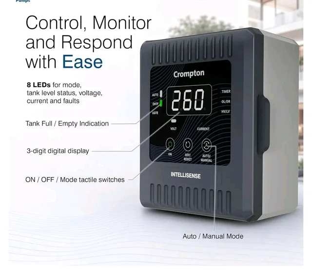 Crompton INTELLISENSE Pump Smart Panel | Automatic Water Level Controller |Control Panel| Auto/Manual Mode | 12 Months Warranty |Overhead & Underground Tanks
50+ bought in past month