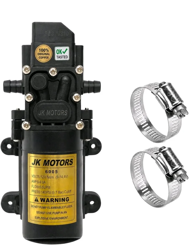 12V DC High Pressure Water Pump (Earth Sprayer Motor) - 140 Psi Battery Sprayer Machine Diaphragm Pump Motor Used In Farm Agriculture Mist Spray, Car Bike Wash, Sanitizing
