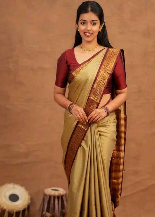 Paramparik Textile Women's Kanjivaram Soft Silk Saree For Wedding Banarasi Style Sari With Blouse Piece