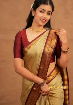 Paramparik Textile Women's Kanjivaram Soft Silk Saree For Wedding Banarasi Style Sari With Blouse Piece