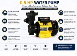 Brand: Lakshmi
3.3
3.3 out of 5 stars
(1,375)
Lakshmi 0.5 HP Self Priming Monoblock Water Pump (Multicolor)