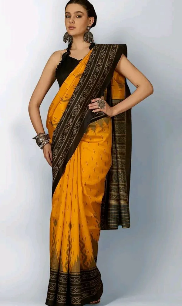 SAREE MALL Women's Bhagalpuri Silk Ikat Printed Saree With Unstitched Blouse (34WOM34901_HS_Parent)