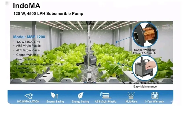 INDOMA | 120 W, 4500 LPH | 3.8 M Water Lift | Submersible Pump |Air Cooler, Aquarium, Garden & Fountain| 1 Year Warranty | MSP 1200 | Brand:LittelPump