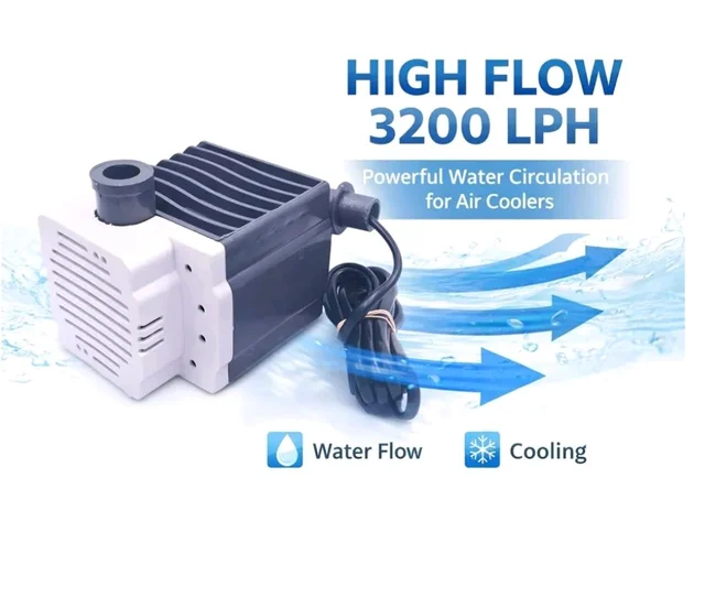 40W Cooler Water Pump 3200 LPH High Flow – Submersible Desert Air Cooler Pump with 2.8m Lift | Heavy Duty Motor for Indian Summers | Also for Aquarium, Fountain & Pond