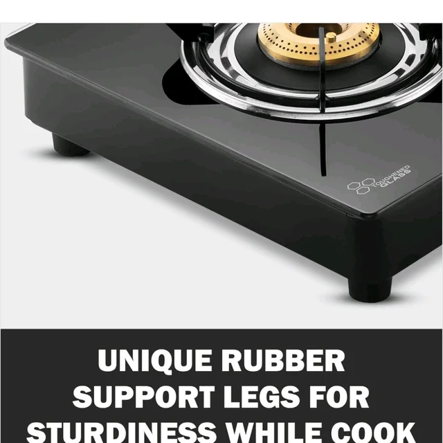 Butterfly Rapid 3 Burner Glass Top Gas Stove | Auto Ignition | Scratch Resistant Toughened Glass | Brass Burners | Skid-proof Legs | 1 Year Manufacturer's Warranty | Black