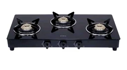 Elica Vetro Glass Top 3 Burner Gas Stove (703 CT VETRO BLK)