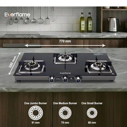 Everflame Astra 3 Burner Gas Stove | 8mm Toughened Glass Cooktop | 5G Brass Burners | Manual Ignition | Gas-Saver | 5 Years Warranty Body & Burner + 2 Years Manufacturer Warranty
Amazon's Choice