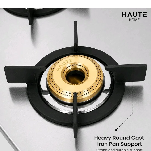 Haute Kitchen Essencia series 4Burner Manual Stove | 2MM thick Stainless Steel | 1 Jumbo 1 Medium 2 Small |Door Step Service | 10 year warranty By Haute Home