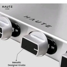 Haute Kitchen Essencia series 4Burner Manual Stove | 2MM thick Stainless Steel | 1 Jumbo 1 Medium 2 Small |Door Step Service | 10 year warranty By Haute Home