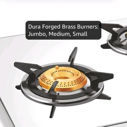 Vidiem Gas Stove S3 225 A Tusker (Silver) | Stainless Steel 3 Burner Gas Stove | Manual Ignition | Safety, Reliability, High Efficiency | ISI Certified | 5 years warranty