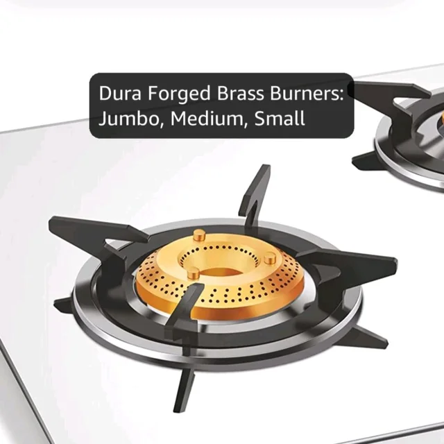 Vidiem Gas Stove S3 225 A Tusker (Silver) | Stainless Steel 3 Burner Gas Stove | Manual Ignition | Safety, Reliability, High Efficiency | ISI Certified | 5 years warranty