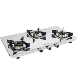 Everflame Photon 3 Burner Gas Stove | 2mm Thick Steel Body | ISI Certified Cooktop | Forged Brass Burners | 5 Years Warranty on Body & Burners + Doorstep Service -
