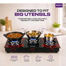 MILTON Premium Red Manual Ignition Glass Top Gas Stove,1-Year Manufacturer's Warranty (ISI Certified) (3 Burner)
Amazon's Choice