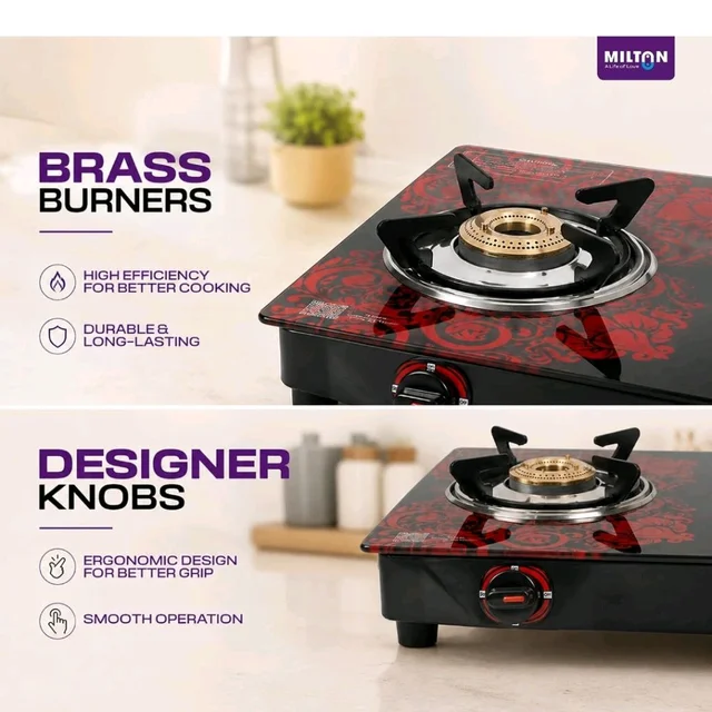 MILTON Premium Red Manual Ignition Glass Top Gas Stove,1-Year Manufacturer's Warranty (ISI Certified) (3 Burner)
Amazon's Choice