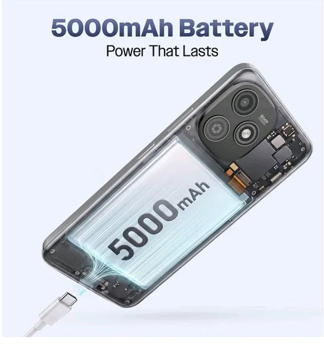 Lava Bold N4 Lite (Ghost Silver, 3GB RAM, 32GB Storage) | 6.56" qHD Display | 8MP Rear Camera | 5000 mAh Battery | Free Service @ Home | Fingerprint Reader | Charger & Phone-Cover in Box - Ghost Silver