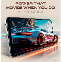 Lava Bold N2 (Siachen White, 4 GB RAM, 64 GB Storage) | 13MP AI Dual Rear Camera | Largest 6.75" HD+ Display | 5000 mAh Battery & 10W Charging | IP64 Water & Dust Proof | Charger & Phone-Case in Box - saichen white