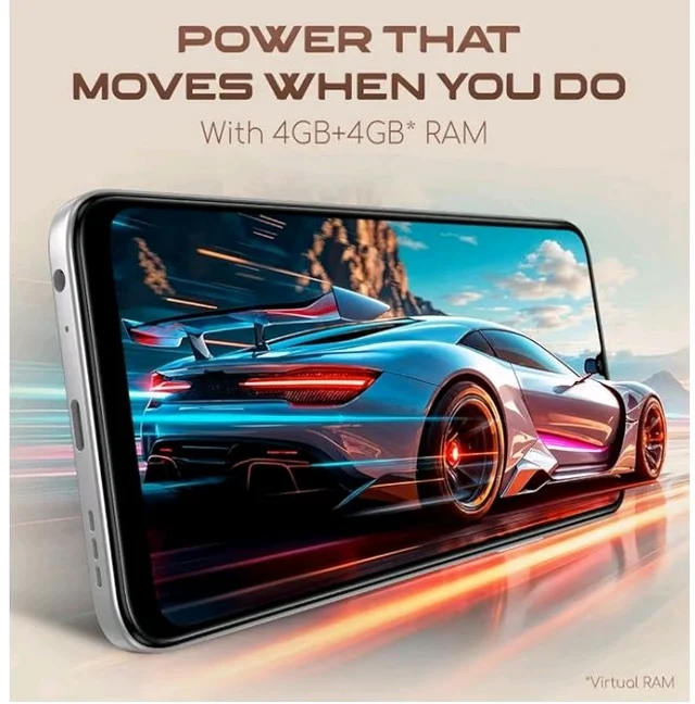 Lava Bold N2 (Siachen White, 4 GB RAM, 64 GB Storage) | 13MP AI Dual Rear Camera | Largest 6.75" HD+ Display | 5000 mAh Battery & 10W Charging | IP64 Water & Dust Proof | Charger & Phone-Case in Box - saichen white