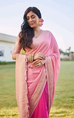 Vardha Women's Pure Georgette Saree with Plain Weave and Unstitched Matching Blouse Piece | Sari for Women