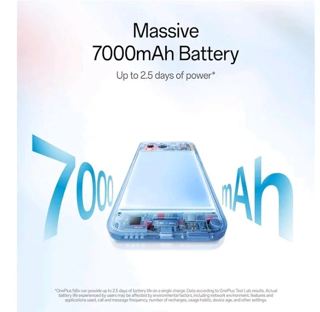 OnePlus N6x | 4GB+64GB | Ice Blue | 7000mAh Battery | Power for Days | 36-Months Smoothness | Smooth 120Hz Display | Largest 5300mm2 Cooling System | Military-Grade Durability - Ice Blue