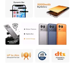 Itel Zeno 200 (Nightly Blue, 4 GB RAM, 128 GB Storage) | 6.75" HD+ Display | 120 Hz Refresh Rate | IP65 Dust & Water Resistance | 13 MP Camera | 5000 mAh Battery | Charger in Box - Nightly Blue