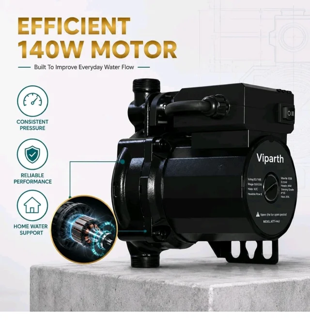 Automatic Water Pressure Booster Pump 140W | 9m Lift Height | Water Circulation Pump for Home, Gardening & Washing Machine, Black
