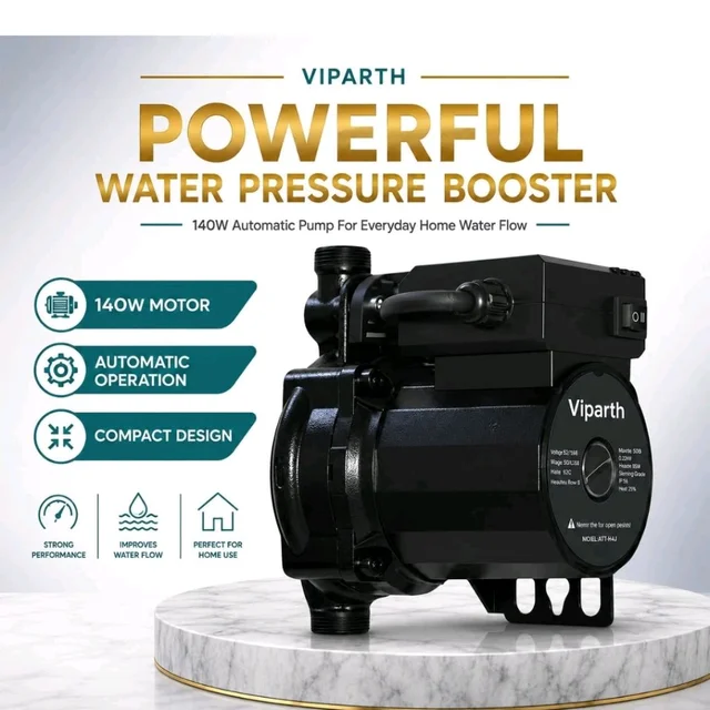 Automatic Water Pressure Booster Pump 140W | 9m Lift Height | Water Circulation Pump for Home, Gardening & Washing Machine, Black