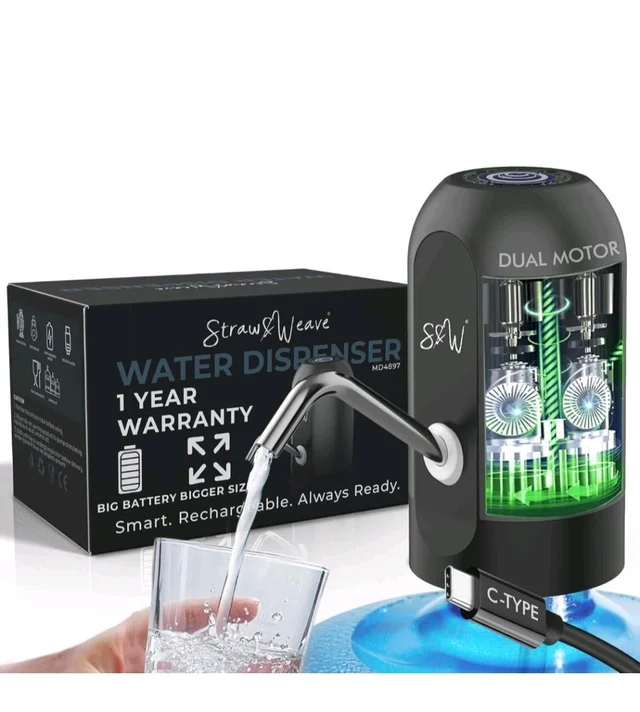 Automatic Water Dispenser Pump for 20 Litre Bottle | Big Battery - Portable USB Rechargeable Water Pump Dispenser for Home, Office | 1 Year Warranty, White
4K+ bought in past month
