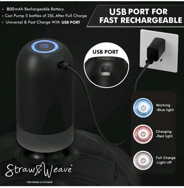 Automatic Water Dispenser Pump for 20 Litre Bottle | Big Battery - Portable USB Rechargeable Water Pump Dispenser for Home, Office | 1 Year Warranty, White
4K+ bought in past month
