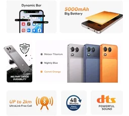 Itel Zeno 200 (Comet Orange, 4 GB RAM, 128 GB Storage) | 6.75" HD+ Display | 120 Hz Refresh Rate | IP65 Dust & Water Resistance | 13 MP Camera | 5000 mAh Battery | Charger in Box - Comeet Orange