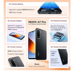 REDMI A7 Pro 4G (Black, 4GB RAM, 64GB Storage) | Segment's Slimmest Smartphone | Segment's Largest 6300mAh Battery | Segment's Largest 17.53cm and Smoothest 120Hz Display | Charger in the Box - Black
