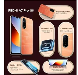 REDMI A7 Pro 5G (Sunset Orange, 4GB RAM,128GB Storage) | Segment's Fastest Processor | Segment's Largest Battery | Segment's Largest & Smoothest 6.9in 120Hz Display - Sunset Orange