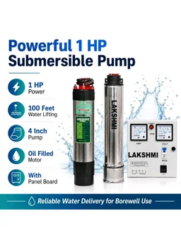 Lakshmi 1hp Water Pump I Submersible Pump I with Panel Board 100 feet I4 inch pumpI Oil Filled
50+ bought in past month