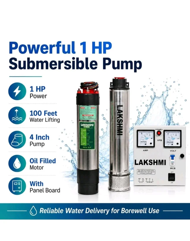 Lakshmi 1hp Water Pump I Submersible Pump I with Panel Board 100 feet I4 inch pumpI Oil Filled
50+ bought in past month