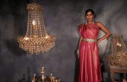 Vardha Women's Kanchipuram Art Silk Saree with Unstitched Blouse Piece - Gold Copper Silver Zari Woven Work Sarees for Wedding