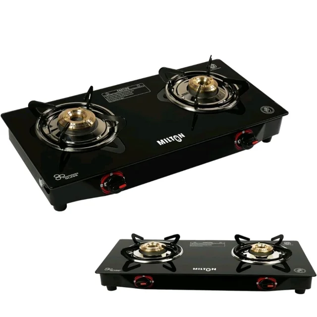 store
4.0
4.0 out of 5 stars
(15,477)
MILTON Premium 2 Burner Black Manual Ignition Glass Top Gas Stove, (