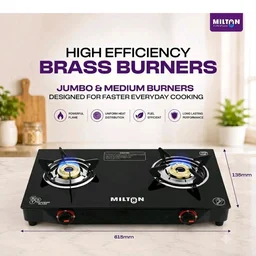 store
4.0
4.0 out of 5 stars
(15,477)
MILTON Premium 2 Burner Black Manual Ignition Glass Top Gas Stove, (