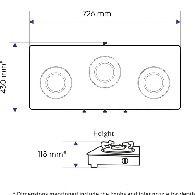 Glen Toughened Glass Top PNG Gas Stove 72 cm | Extra Large | Brass Burners | Black | Manual Ignition | ISI Certified | 360 Revolving Nozzle | 2 Year Warranty | 1033GTXLBBBLPN