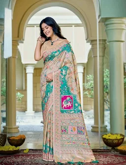 MANOHARI Women's Soft Silk Blend Woven Saree with Rich Zari Border & Heritage Motifs | Ethnic Saree for Wedding, Festival, Party | Unstitched Blouse Piece