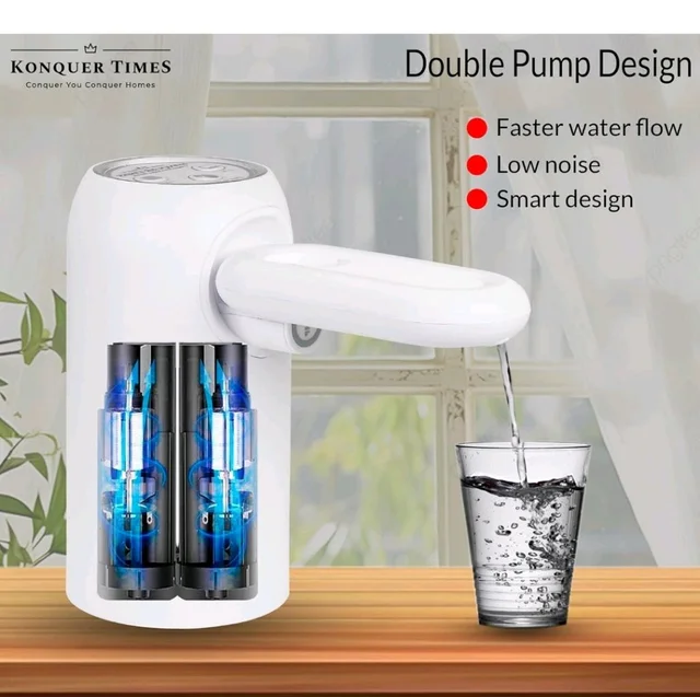 Konquer TimeS KTS Automatic Wireless Water Can Dispenser Pump 3rd Gen Dual Pump with 2.2L/Min Fast Flow, Foldable Spout & LED Lights - Mystical Blue Illumination (3rd Gen Dual Motor)