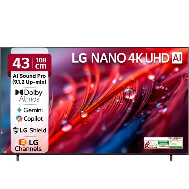 Visit the LG Store
3.9
3.9 out of 5 stars
(5,248)
LG 108 cms (43 inches) NU87 AI Series Nano 4K Ultra HD (3840 x 2160) Smart webOS LED TV 43NU870BPLA 2026