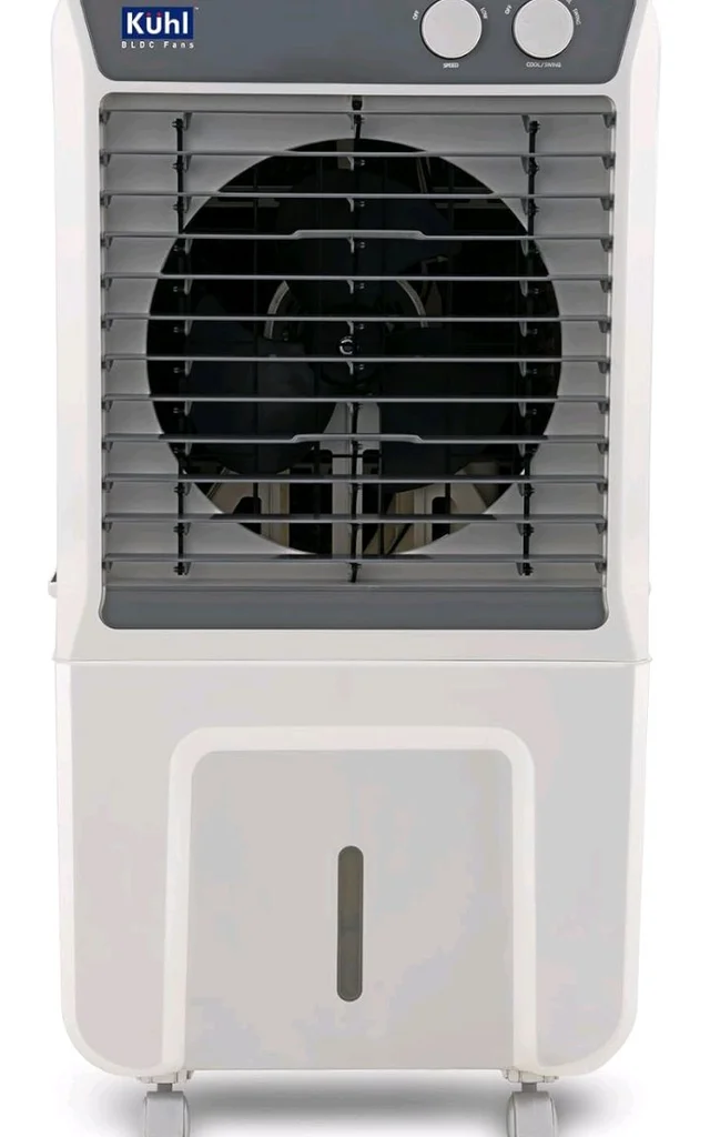 KUHL Brizo DC-100 Portable Desert Air Cooler | 200W | 100L Capacity | 16" Blades | Ice Chamber & Honeycomb Cooling Pads | Powerful Air Delivery | 1350 RPM | 30ft Air Throw | Inverter Compatible
33%
off