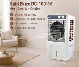 KUHL Brizo DC-100 Portable Desert Air Cooler | 200W | 100L Capacity | 16" Blades | Ice Chamber & Honeycomb Cooling Pads | Powerful Air Delivery | 1350 RPM | 30ft Air Throw | Inverter Compatible
33%
off