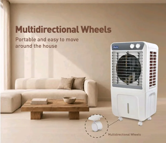 KUHL Brizo DC-100 Portable Desert Air Cooler | 200W | 100L Capacity | 16" Blades | Ice Chamber & Honeycomb Cooling Pads | Powerful Air Delivery | 1350 RPM | 30ft Air Throw | Inverter Compatible
33%
off