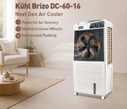 KUHL Brizo DC-60 Portable Desert Air Cooler|200W|60L Capacity| 16" Blades | Honeycomb Cooling Pads for long-lasting Cooling| Powerful Air Delivery | 1350 RPM | 32ft Air Throw | Inverter Compatible