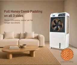 KUHL Brizo DC-60 Portable Desert Air Cooler|200W|60L Capacity| 16" Blades | Honeycomb Cooling Pads for long-lasting Cooling| Powerful Air Delivery | 1350 RPM | 32ft Air Throw | Inverter Compatible