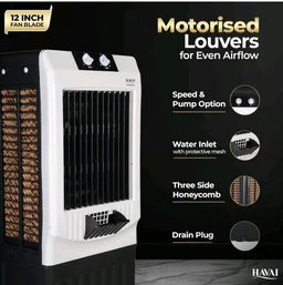 Havai Arizona 12 Personal Air Cooler | 60L | 12" | Black & White
12-Inch Powerful Fan | 60L Large Water Tank | 3-Side Honeycomb Cooling | Up To 8 Ft Air Throw | Black & White Modern Design