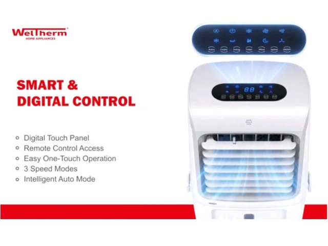 WelTherm 20L Air Cooler with 100% Pure Copper Motor, Low Noise Operation, Honeycomb, Remote Control, Digital Display Touch Panel, Swing, 3 Speed & Modes,12H Timer for Home, Bedroom & Office WX-Arctic